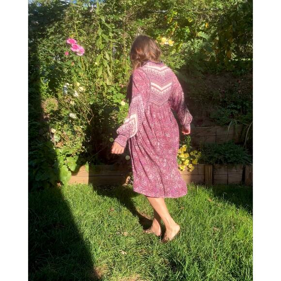 True 1970s Blockprint Made In India Cotton Dress — Authentic Vintage - Picture 6 of 15
